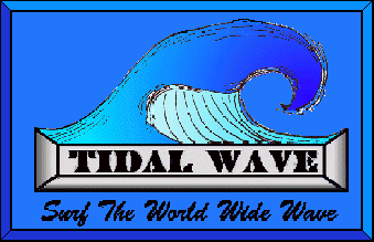 Original Tidal Wave logo: a blue breaking wave above the words Tidal Wave and Surf The World Wide Wave.